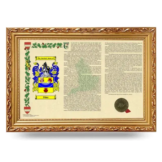 Prins Armorial Landscape Framed - Gold
