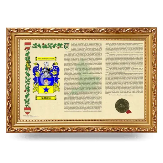 Puddextre Armorial Landscape Framed - Gold