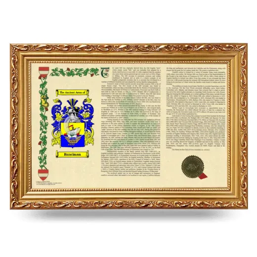 Runciman Armorial Landscape Framed - Gold