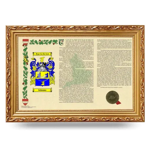 Scissons Armorial Landscape Framed - Gold