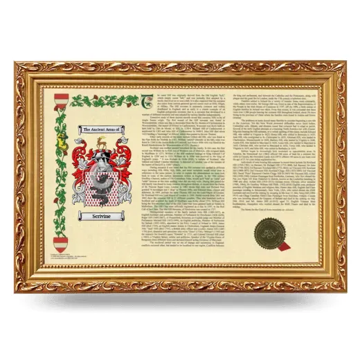 Scrivine Armorial Landscape Framed - Gold