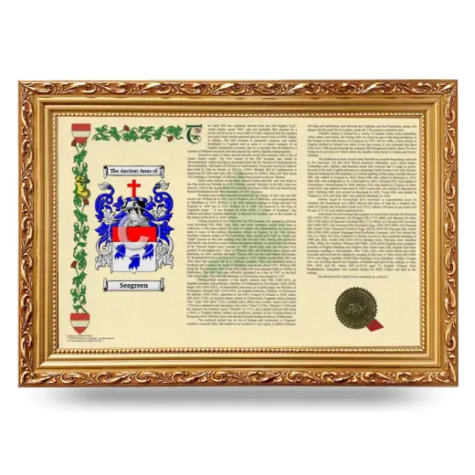 Seagreen Armorial Landscape Framed - Gold