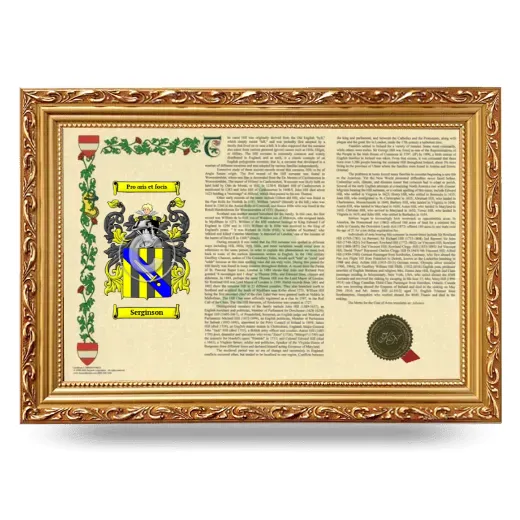 Serginson Armorial Landscape Framed - Gold
