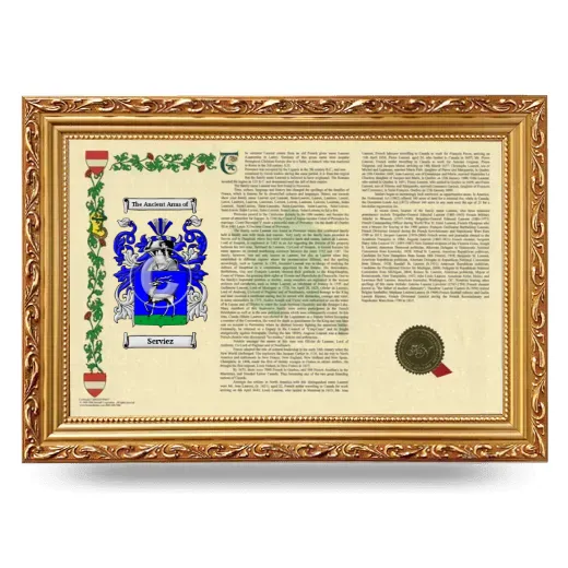 Serviez Armorial Landscape Framed - Gold
