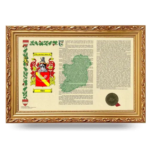 Shin Armorial Landscape Framed - Gold
