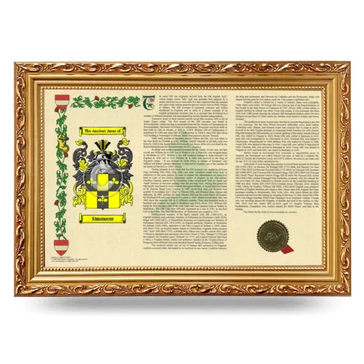 Simmans Armorial Landscape Framed - Gold