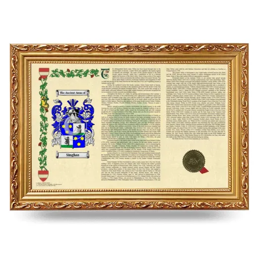 Singhas Armorial Landscape Framed - Gold