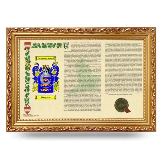 Sturgeon Armorial Landscape Framed - Gold