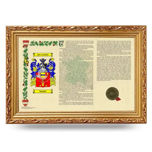 Surrett Armorial Landscape Framed - Gold