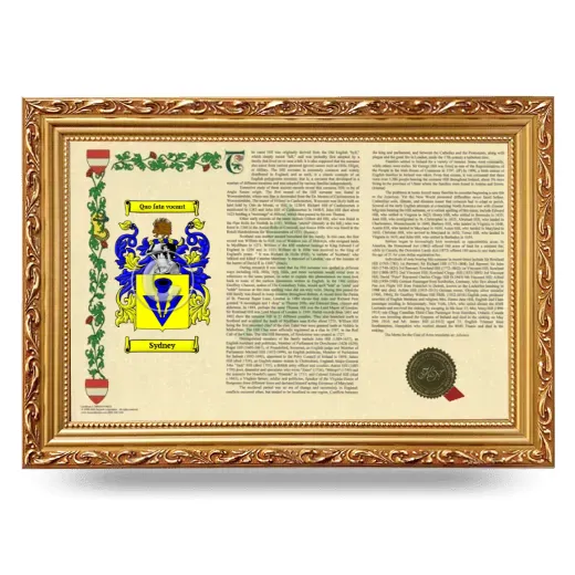 Sydney Armorial Landscape Framed - Gold