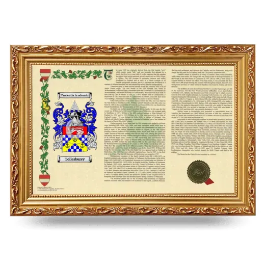 Tollesburey Armorial Landscape Framed - Gold