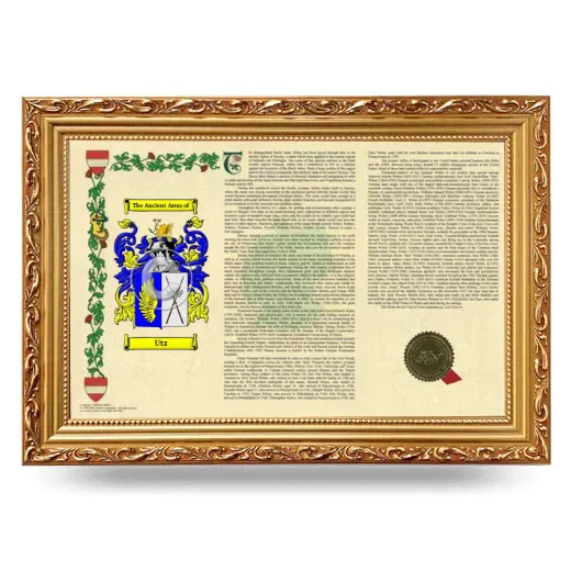 Utz Armorial Landscape Framed - Gold