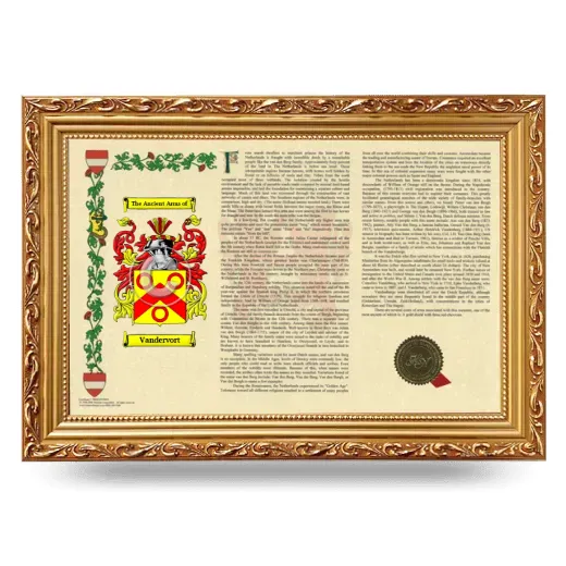 Vandervort Armorial Landscape Framed - Gold