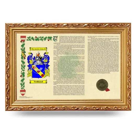 Verdinand Armorial Landscape Framed - Gold