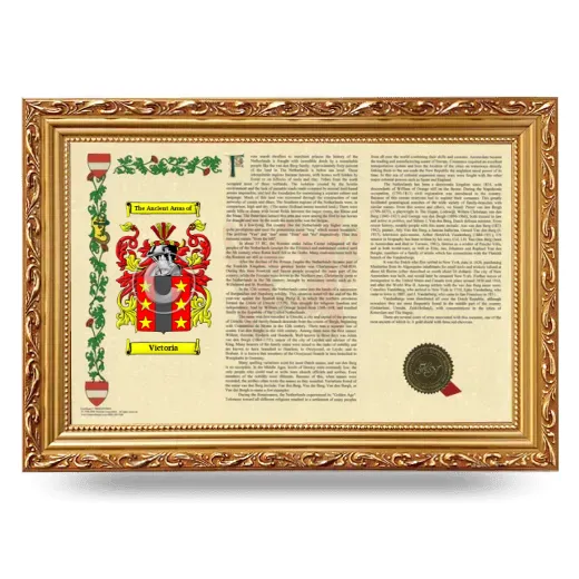 Victoria Armorial Landscape Framed - Gold