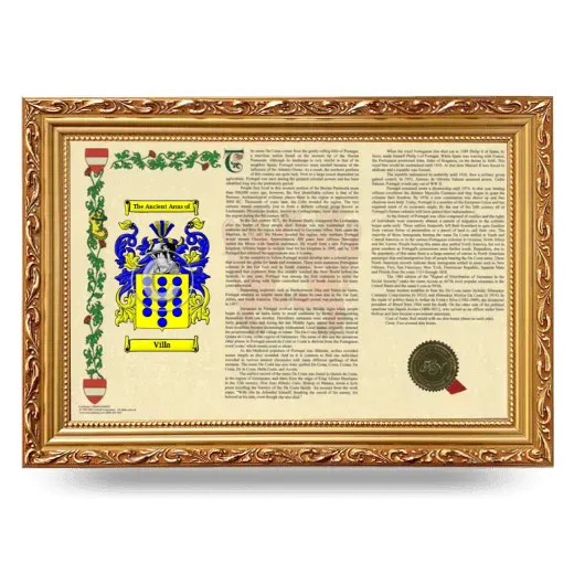 Villa Armorial Landscape Framed - Gold
