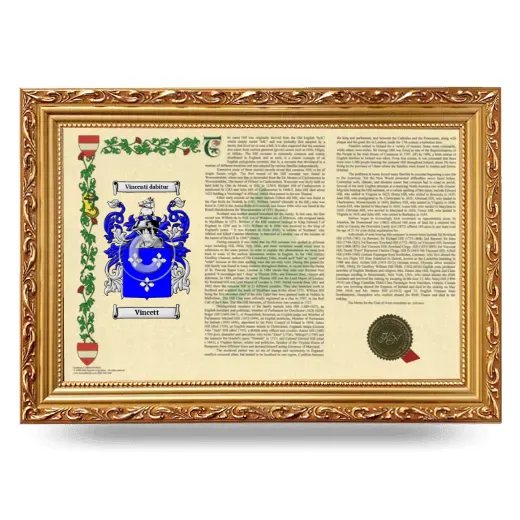 Vincett Armorial Landscape Framed - Gold
