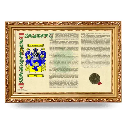 Vry Armorial Landscape Framed - Gold