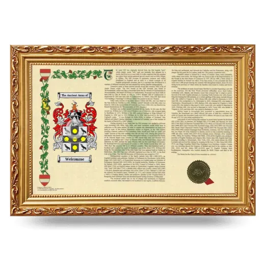 Welcomme Armorial Landscape Framed - Gold
