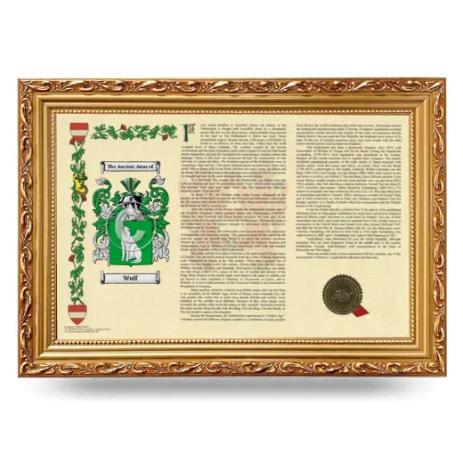 Wolf Armorial Landscape Framed - Gold