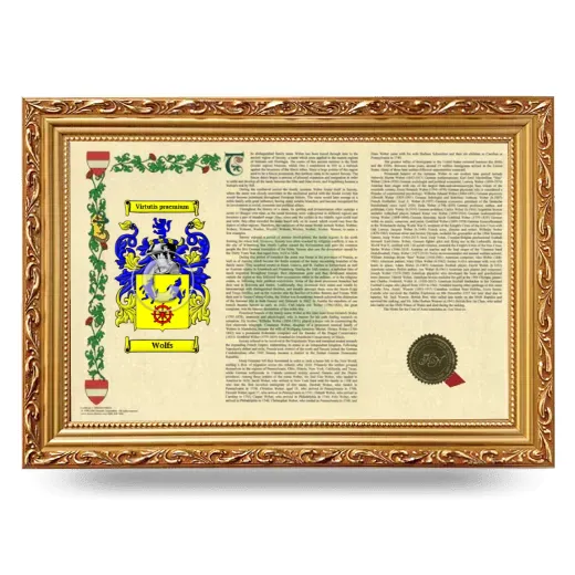 Wolfs Armorial Landscape Framed - Gold