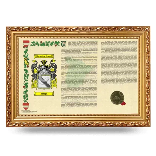 Zeniga Armorial Landscape Framed - Gold