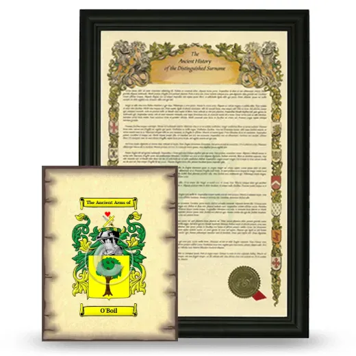 O'Boil Framed History and Coat of Arms Print - Black