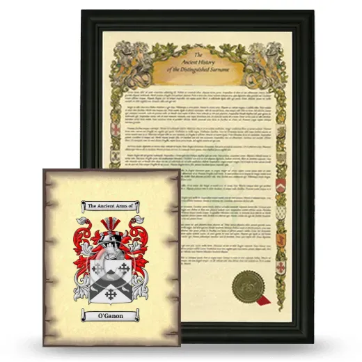 O'Ganon Framed History and Coat of Arms Print - Black