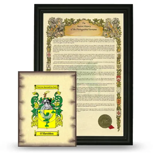 O'Sheridan Framed History and Coat of Arms Print - Black