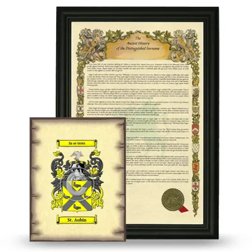 St. Aubin Framed History and Coat of Arms Print - Black