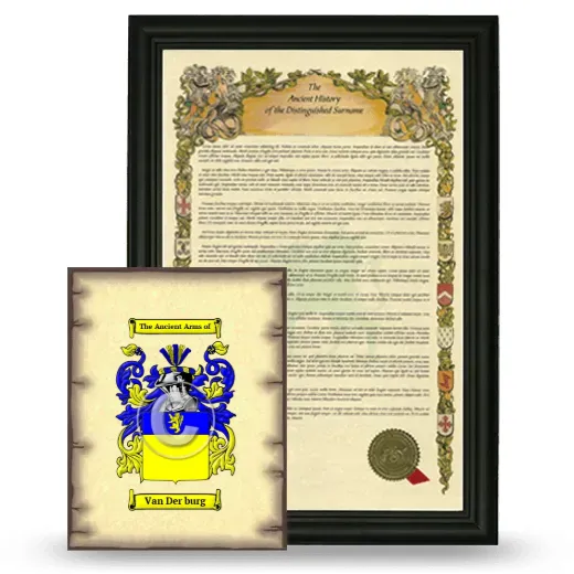 Van Der burg Framed History and Coat of Arms Print - Black