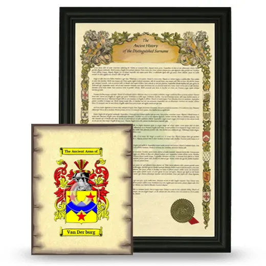 Van Der burg Framed History and Coat of Arms Print - Black