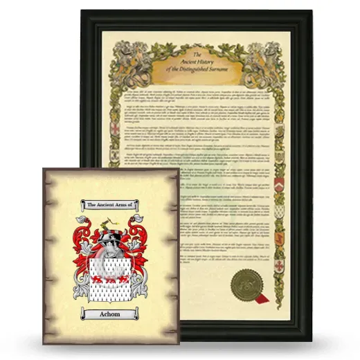 Achom Framed History and Coat of Arms Print - Black