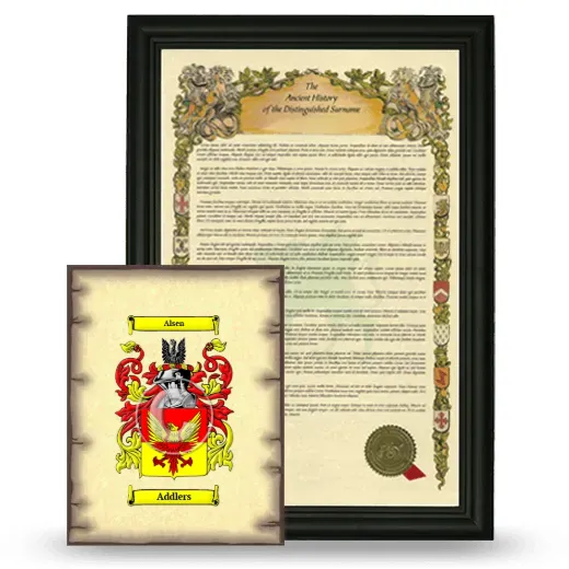 Addlers Framed History and Coat of Arms Print - Black