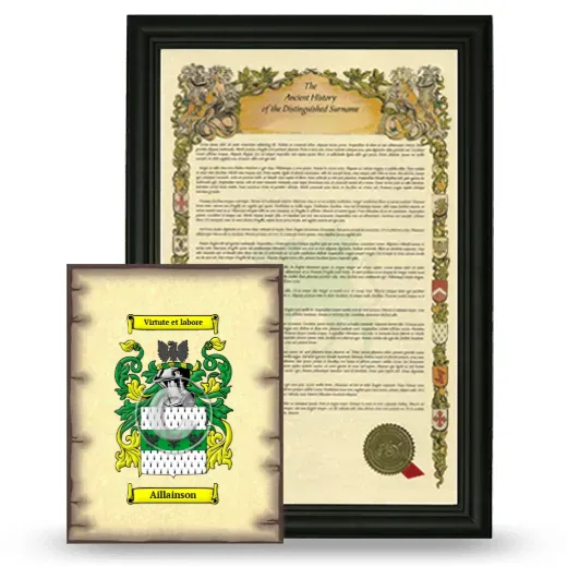 Aillainson Framed History and Coat of Arms Print - Black