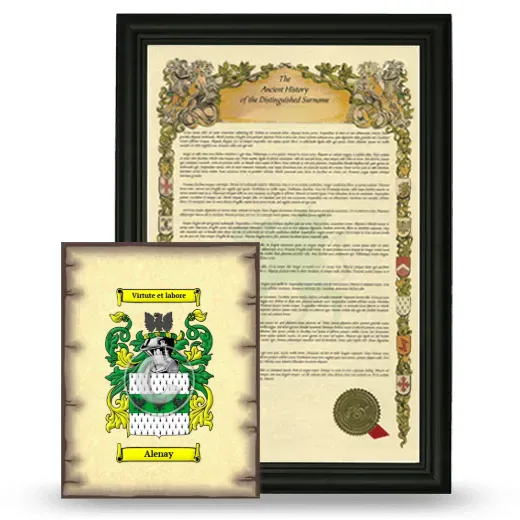 Alenay Framed History and Coat of Arms Print - Black