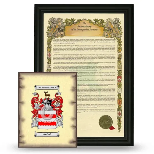 Ambel Framed History and Coat of Arms Print - Black