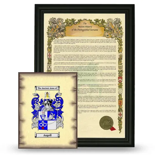 Angell Framed History and Coat of Arms Print - Black