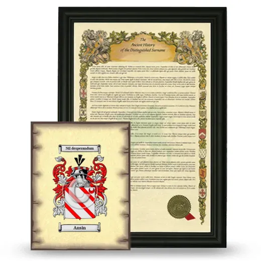 Ansin Framed History and Coat of Arms Print - Black