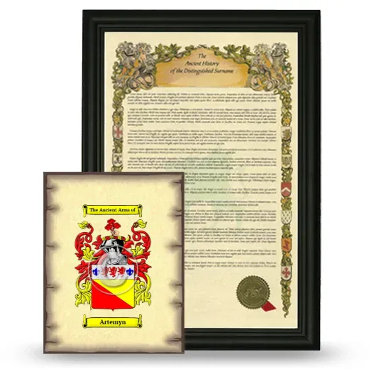 Artemyn Framed History and Coat of Arms Print - Black