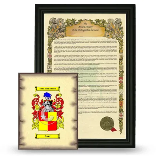 Aver Framed History and Coat of Arms Print - Black