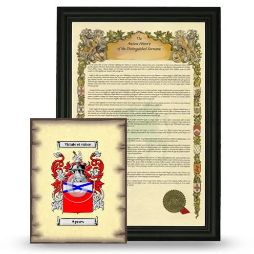 Aynes Framed History and Coat of Arms Print - Black
