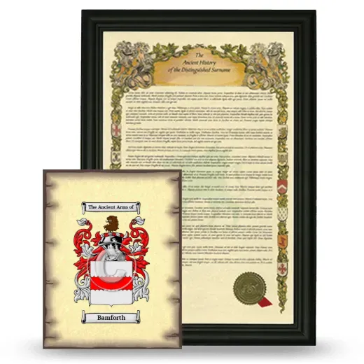 Bamforth Framed History and Coat of Arms Print - Black
