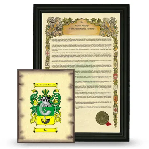 Bar Framed History and Coat of Arms Print - Black