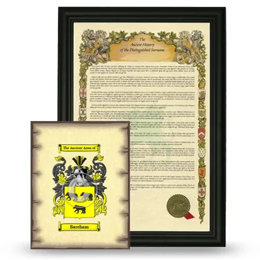 Bareham Framed History and Coat of Arms Print - Black