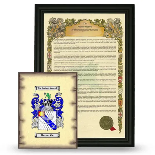 Barnackle Framed History and Coat of Arms Print - Black