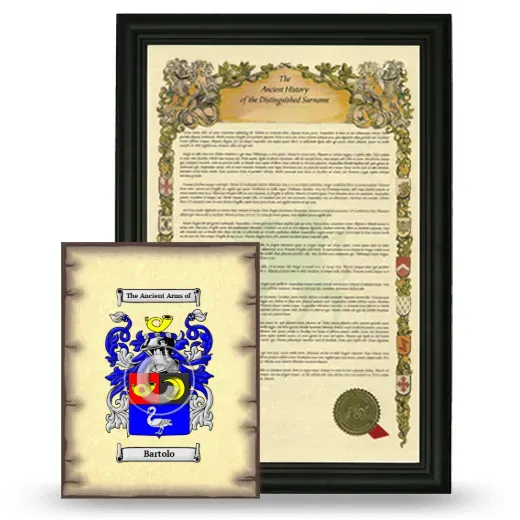 Bartolo Framed History and Coat of Arms Print - Black