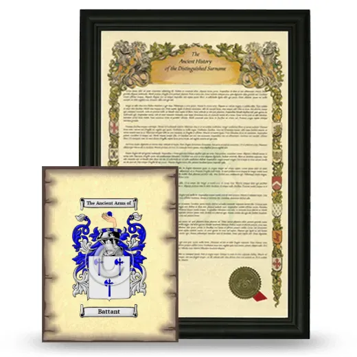 Battant Framed History and Coat of Arms Print - Black