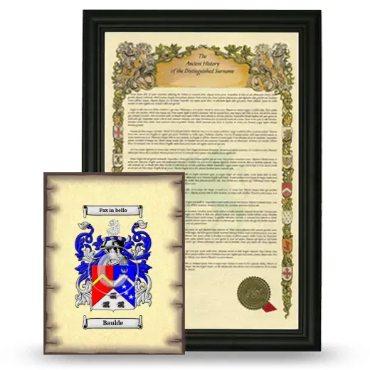 Baulde Framed History and Coat of Arms Print - Black