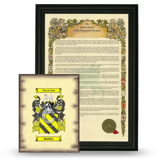 Bentley Framed History and Coat of Arms Print - Black